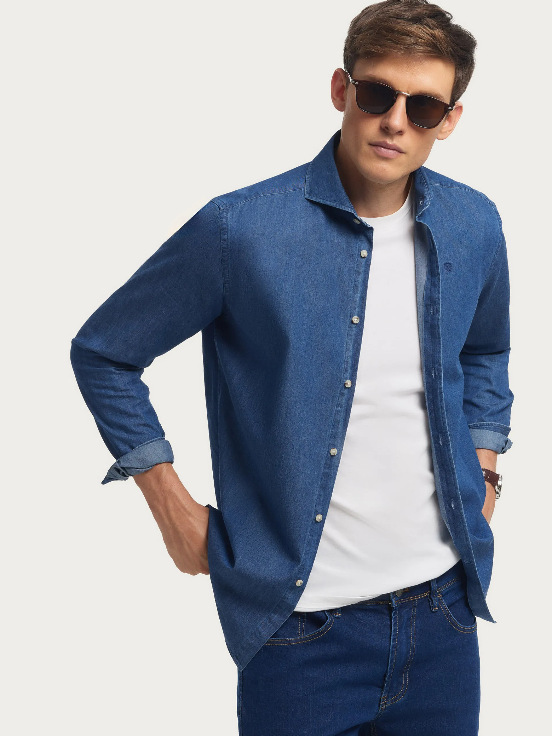 Hot CAMISA DENIM JACK Hombre Casual